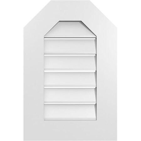 Ekena Millwork Octagonal Top Surface Mount PVC Gable Vent: Functional, w/ 3-1/2"W x 1"P Standard Frame, 16"W x 24"H GVPOT16X2401SF